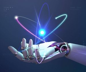 AI nuclear energy background, future innovation of disruptive technology